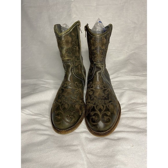 TAOS Women’s Brown Leather Embroidered privilege EU 38 Western Boots - Picture 3 of 10